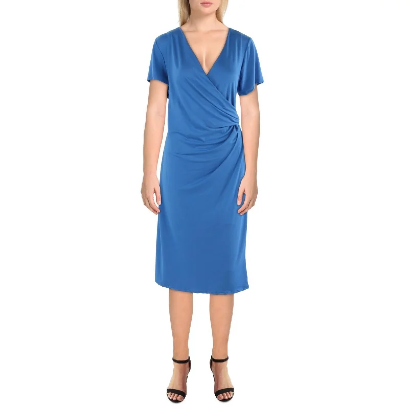 t-shirt dress24seven Comfort Apparel Womens Surplice Gathered Midi Dress