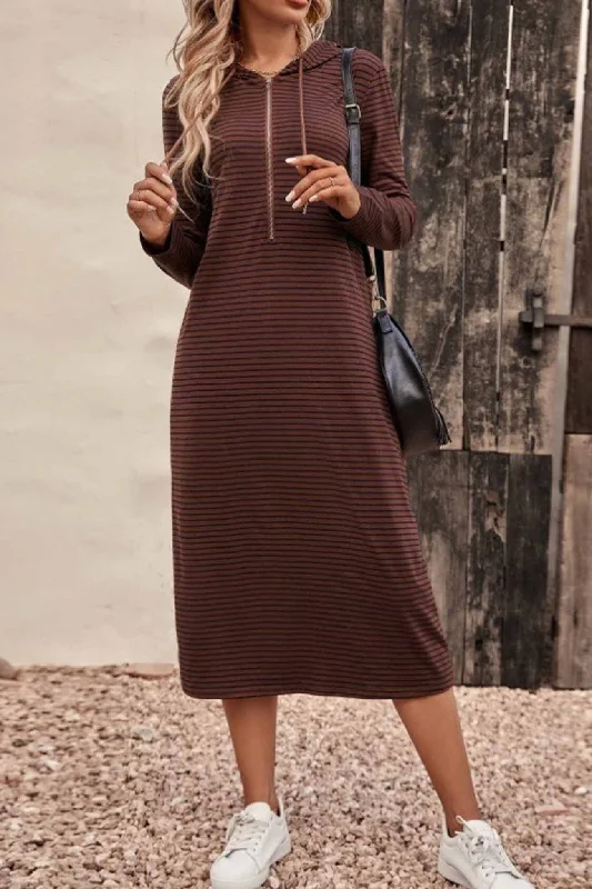 Crazy Deals textured dressStriped Long Sleeve Hooded Dress