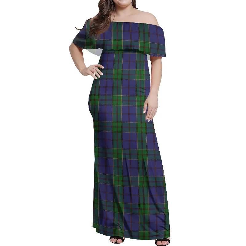 YEAR-End Sale Strachan Tartan Off Shoulder Long Dress
