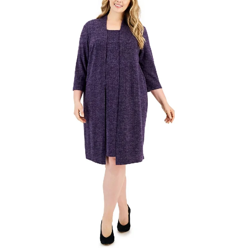 casual dressConnected Apparel Womens Plus Layered Midi Wear To Work Dress