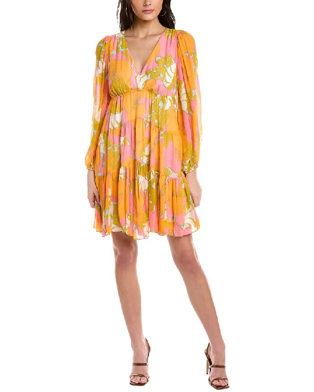 Special Savings tiered dressTrina Turk Make Merry Silk-Blend Mini Dress