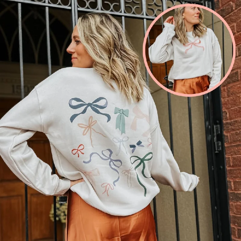 Year-End Clearance soft gym hoodieBow Front + Back Sweatshirt