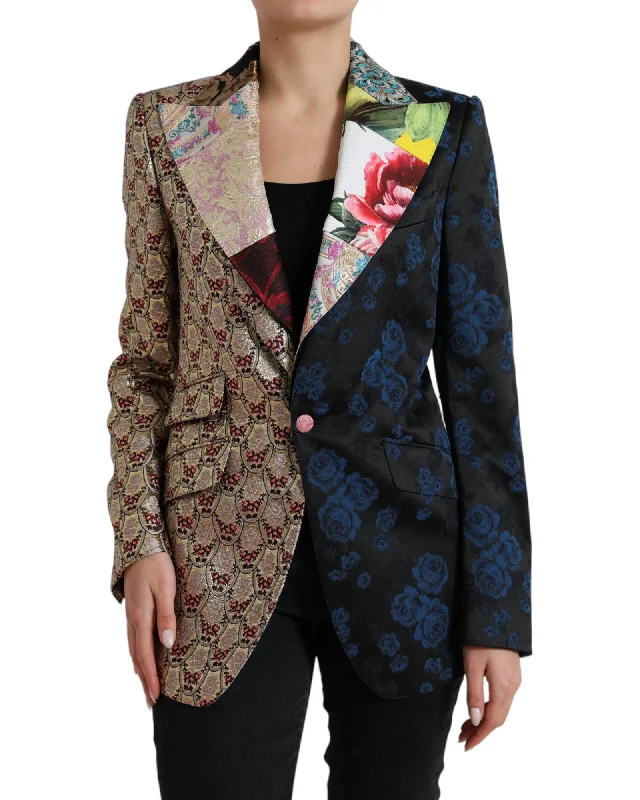 insulated puffer jacketDolce & Gabbana Floral Jacquard Patchwork Blazer