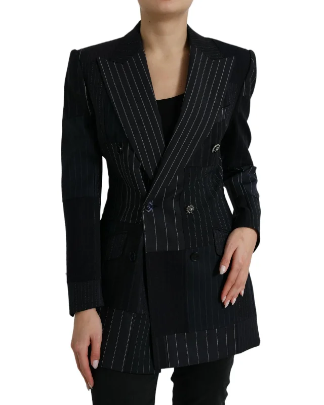 weather-resistant jacketDolce & Gabbana  Women's Double Breasted Pinstripe Blazer