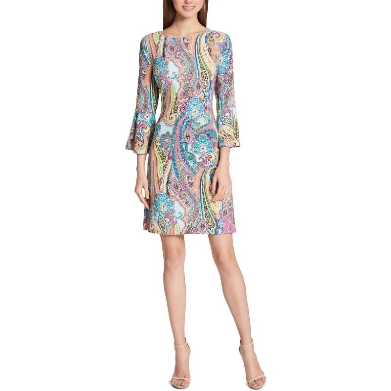 t-shirt dressTommy Hilfiger Womens Petites Jaipur Matte Jersey Paisley Sheath Dress