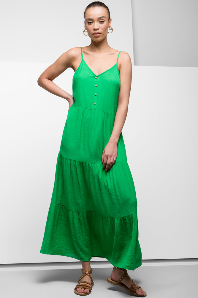 Exclusive Deal puff sleeve dressTiered Crinkle Dress Green