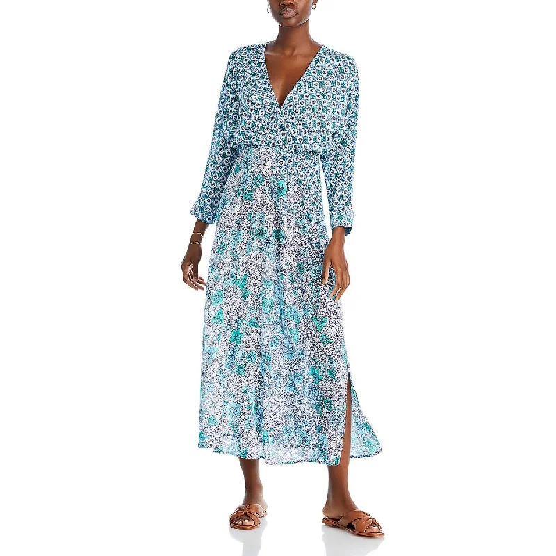 casual shift dressPoupette St Barth Womens Ilona Floral Dolman Sleeve Maxi Dress