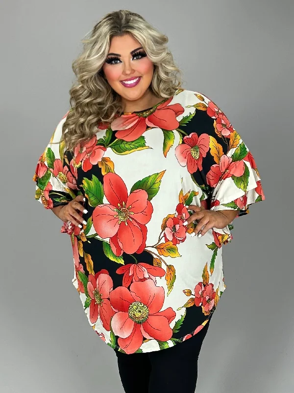 bohemian dress26 PQ {Getting Inspired} Ivory/Coral Large Floral Print Tunic EXTENDED PLUS SIZE 3X 4X 5X