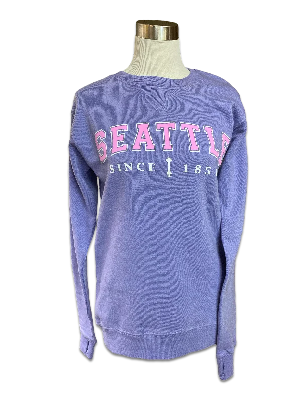 Buy More, Save More loose fit sports sweatshirtApplique Seattle Crew Sweatshirt