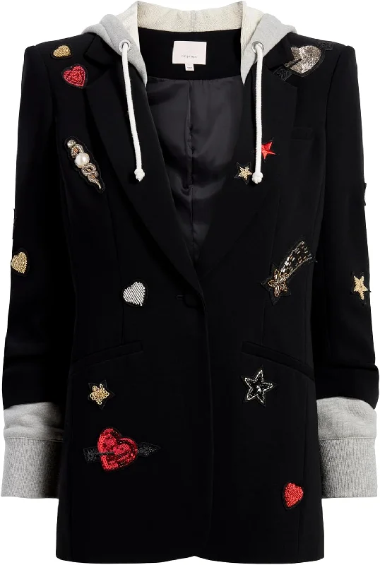 Sneak Peek Sale high-fashion coatCinq a Sept Women's Nebula Embroidered Hooded Khloe Jacket, Black