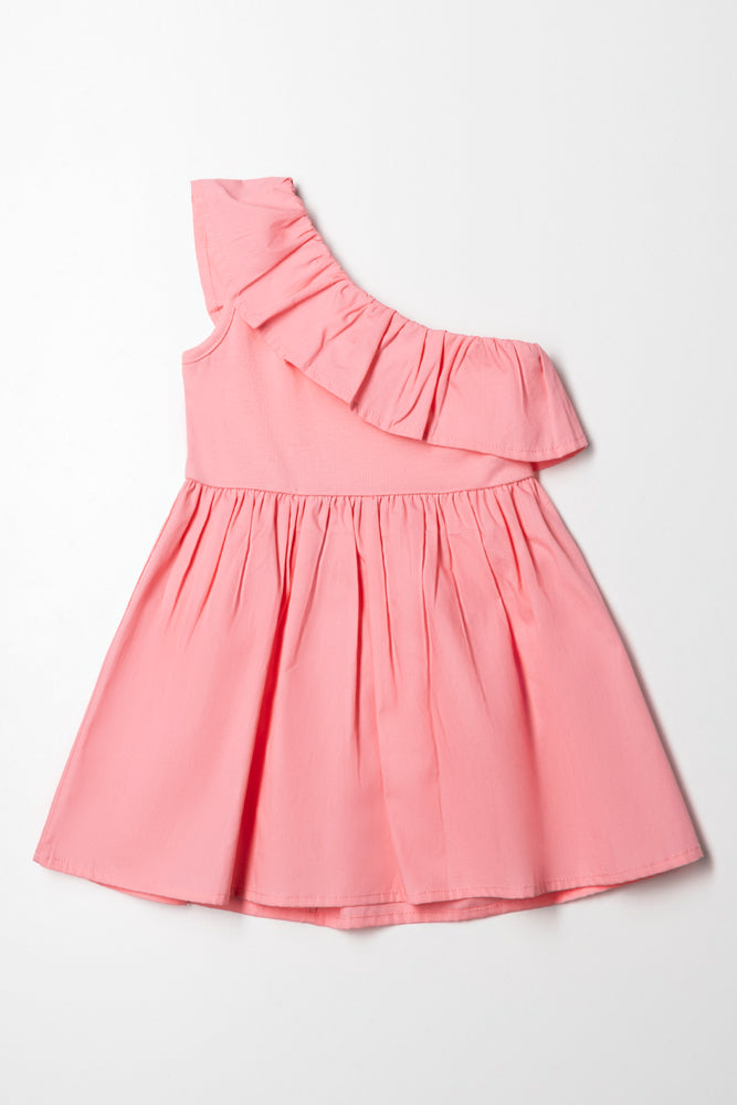 Deal of the Day wool dressOne Shoulder Dress Coral Pink