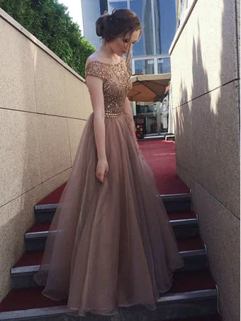 Markdown Madness Charming Prom Dresses A-line Floor-length Sparkly Organza Open Back Prom Dress JKL1149