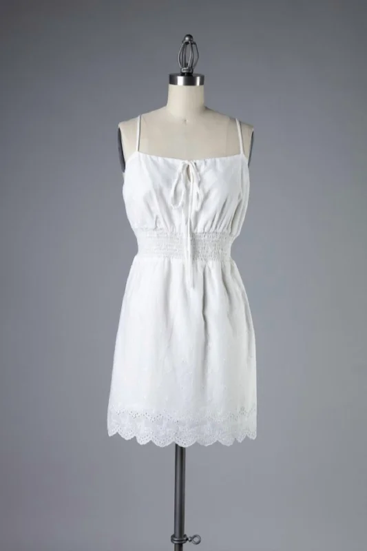 comfy dressEyelet Mini Dress In White