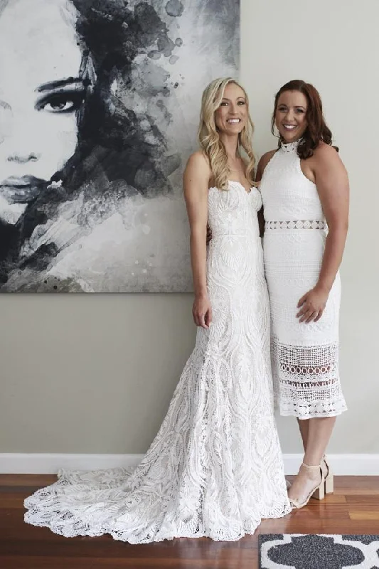 Don't Miss Gorgeous Strapless Sweetheart Mermaid Lace Wedding Dress JKM313