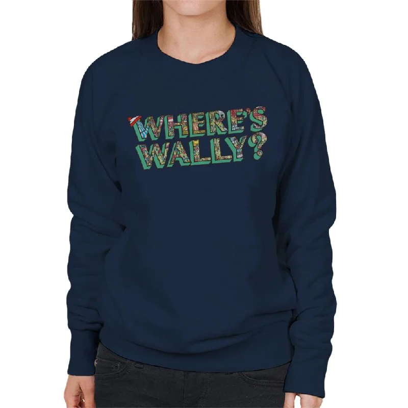 luxury fitness sweatshirtWhere's Wally Funfair Illustration Text Women's Sweatshirt