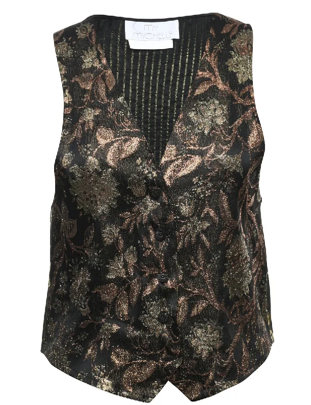 YEAR-End Sale soft coatFloral Pattern Waistcoat - M