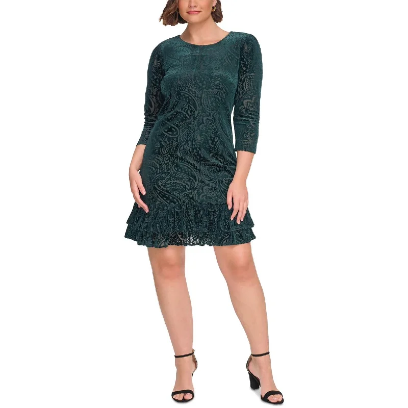 romantic dressTommy Hilfiger Womens Plus Velvet Burnout Cocktail And Party Dress