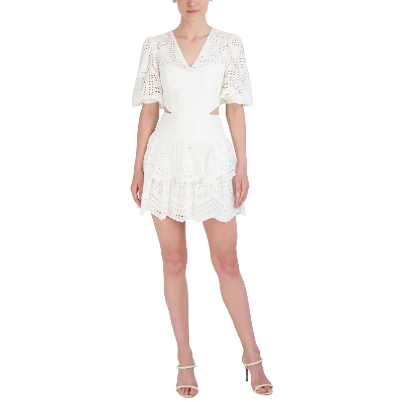 off-shoulder dressBCBGMAXAZRIA Womens Cotton Short Mini Dress