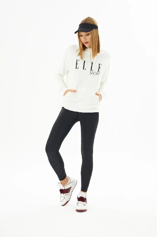 Mega Sale fitted workout hoodieAngelino Sport Black Printed Pocket Woman Hooded Sweatshirt