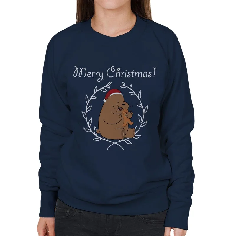 functional sports hoodieWe Bare Bears Christmas Gingerbread Man Merry Xmas Women's Sweatshirt