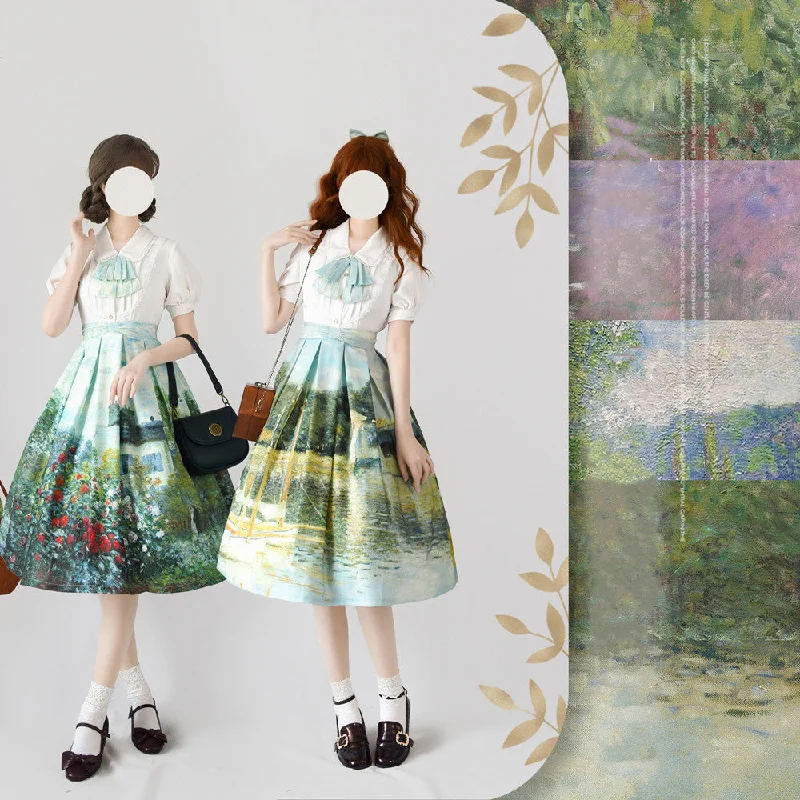 Must-Have Deals vintage-inspired dressForest Wardrobe~Daily Lolita Retro Classic Monet Oil Painting SK