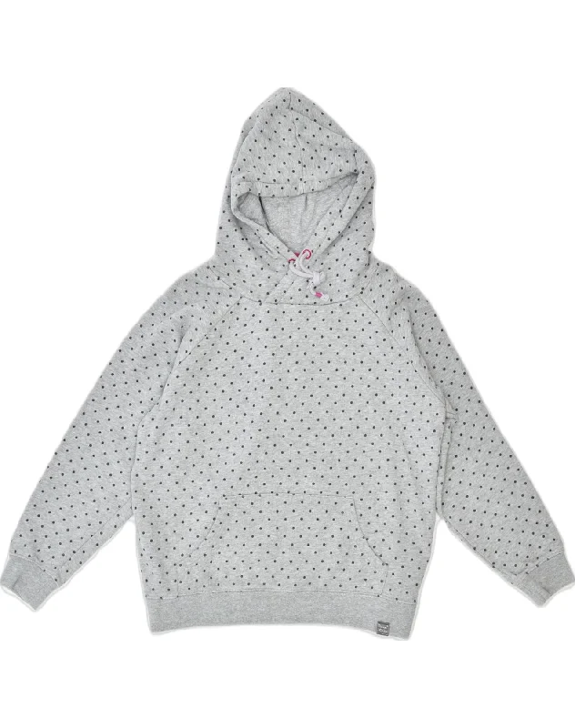 casual hoodieJOULES Womens Oversized Hoodie Jumper UK 10 Small Grey Polka Dot Cotton