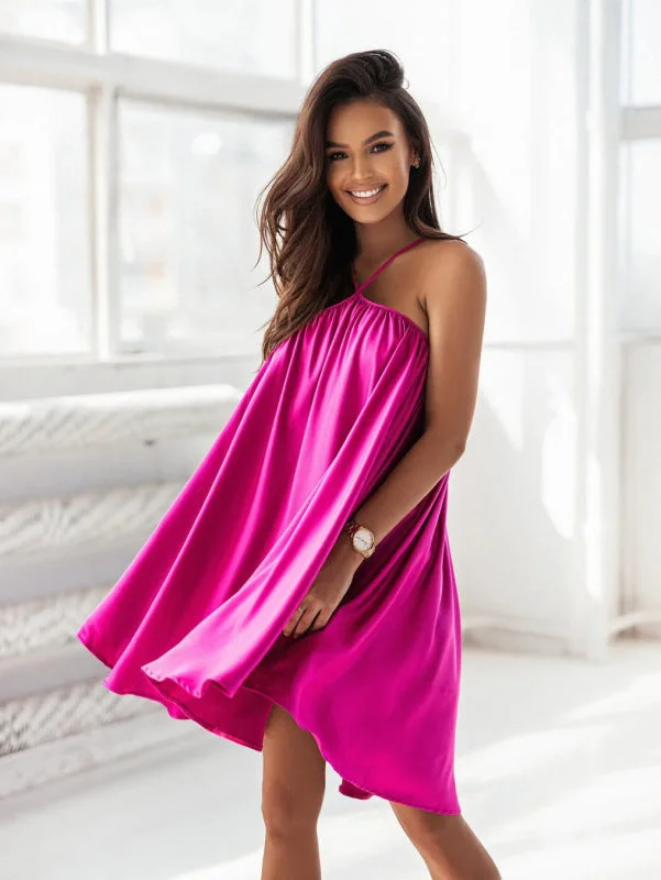 Today Only pleated maxi dressWomen's suspender sexy backless full swing dress