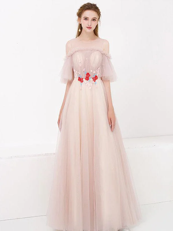 Final Clearance Half Sleeve Fairy Prom Dresses A-line Floor-length Tulle Long Simple Prom Dress JKL1172 Final Clearance Half Sleeve Fairy Prom Dresses A-line Floor-length Tulle Long Simple Prom Dress JKL1172