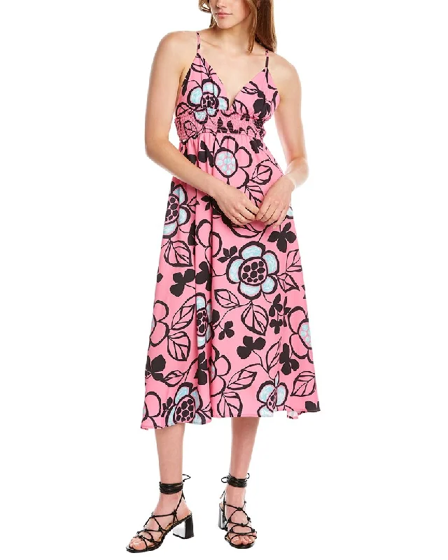Closeout Sale office dress70/21 Smocked Midi Dress