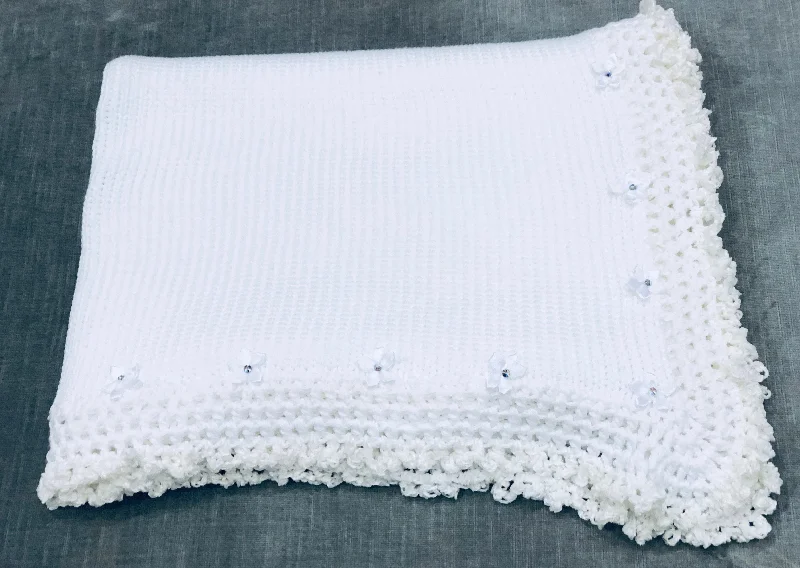 Sale Event office dressWhite Crochet Rosebud Blanket