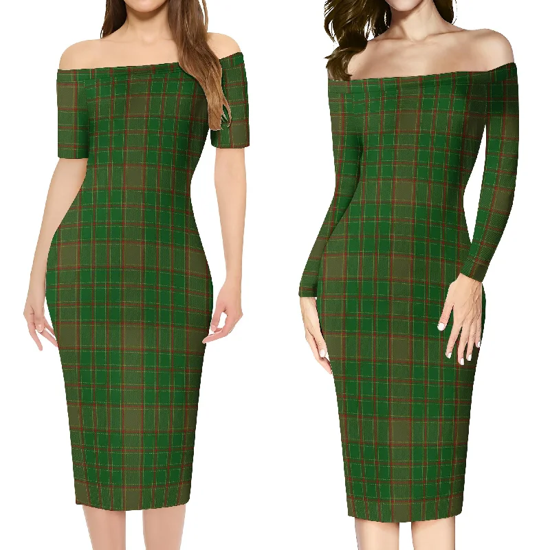 Act Now Terry Tartan Off Shoulder Lady Dress