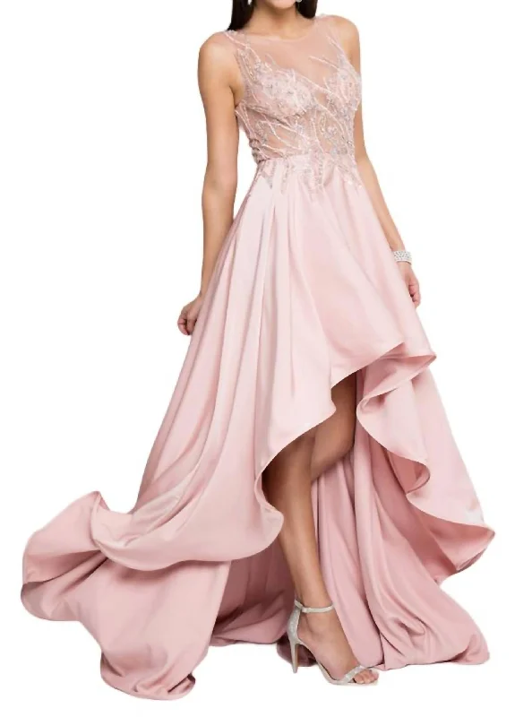 velvet dressHi-Low Gown In Blush