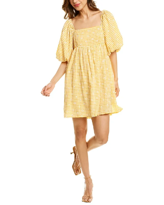 Amazing Deals textured dressBotanik Studio Balloon Sleeve Mini Dress