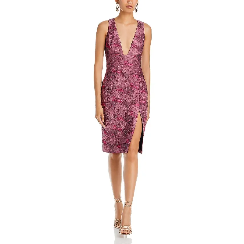 summer floral dressLiv Foster Womens Metallic Midi Cocktail And Party Dress