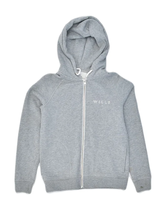 luxe hoodieJACK WILLS Womens Zip Hoodie Sweater UK 8 Small Grey Cotton