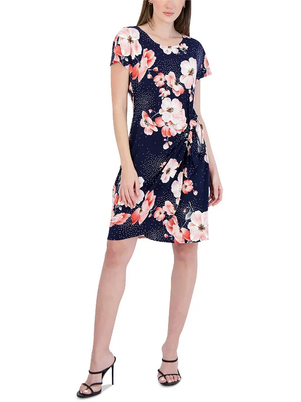 silk dressPetites Womens Printed Knee Sheath Dress