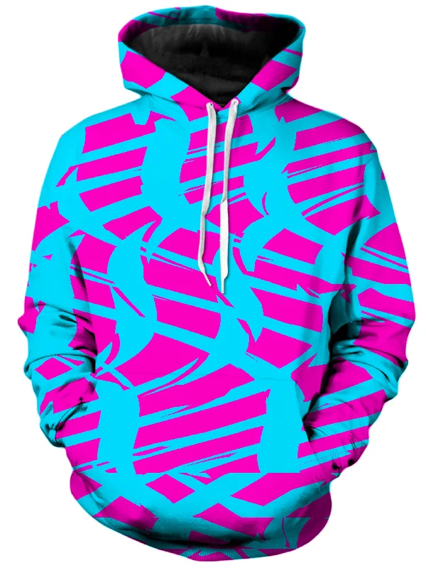 Huge Discounts breathable hoodiePink and Blue Squiggly Rave Checkered Unisex Hoodie