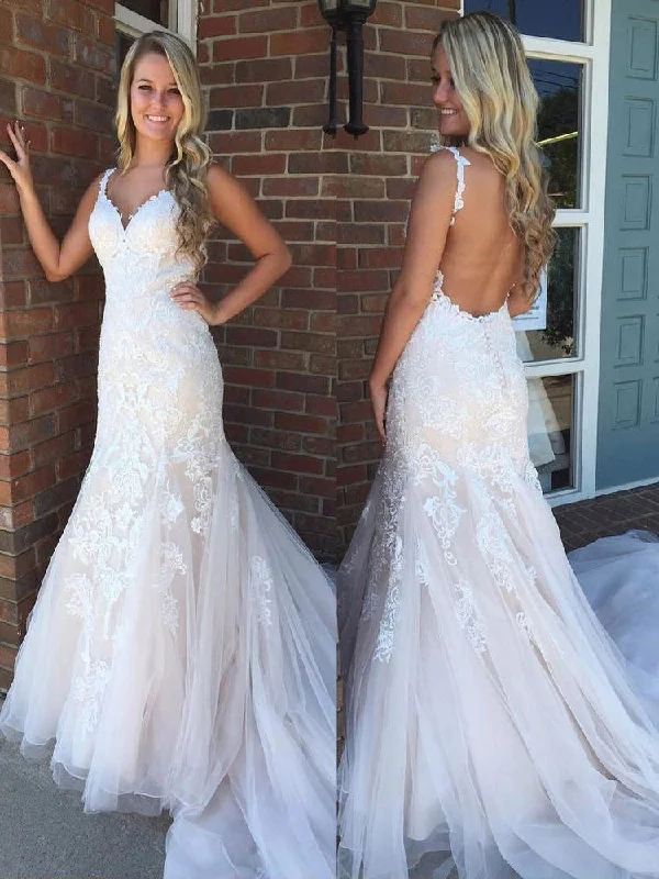 Take Advantage Mermaid Prom Dresses Straps Appliques Long Tulle Backless Prom Dress JKL948 Take Advantage Mermaid Prom Dresses Straps Appliques Long Tulle Backless Prom Dress JKL948