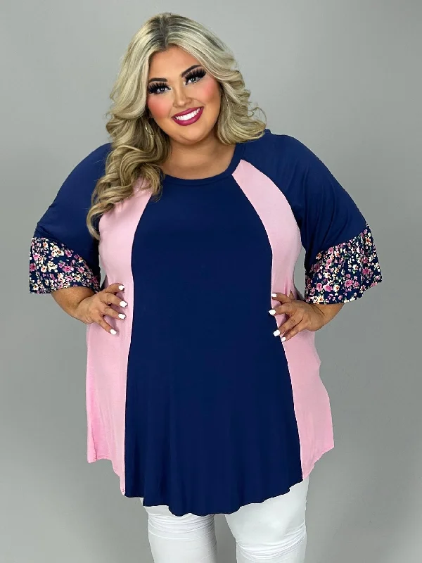 sleek midi dress24 CP {A Little Touch of Floral} Navy/Pink Floral Sleeve Tunic EXTENDED PLUS SIZE 4X 5X 6X