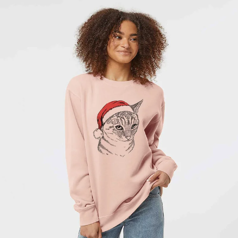 versatile gym hoodieSanta Dora the Tabby Cat - Unisex Pigment Dyed Crew Sweatshirt