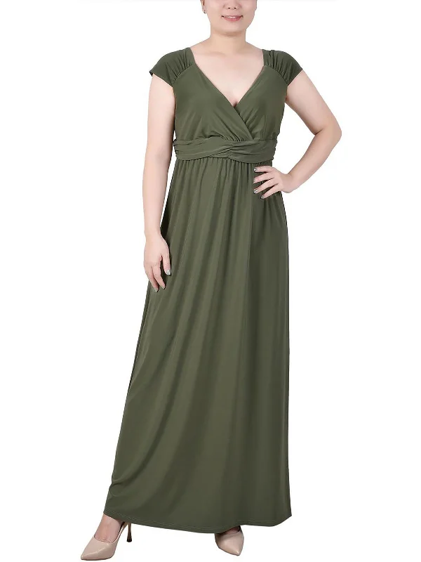 casual dressPetites Womens Surplice Long Maxi Dress