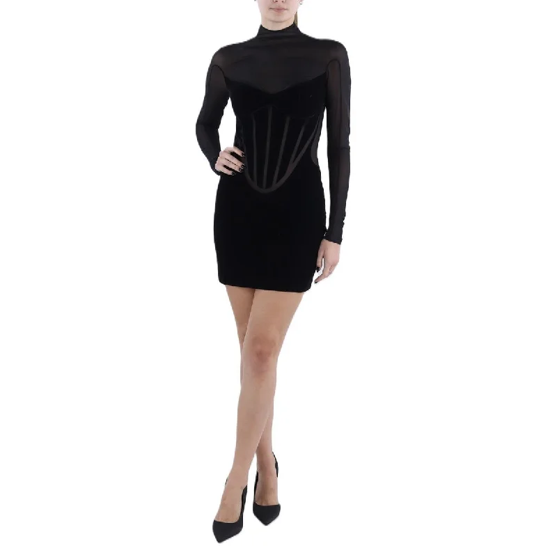 trendy wrap dressMugler Womens Mesh Inset Tight Bodycon Dress