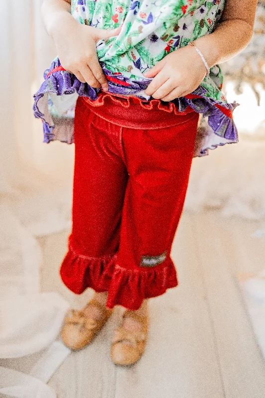 Savings Bonanza mini dressCherry Cheer Velvet Big Ruffles