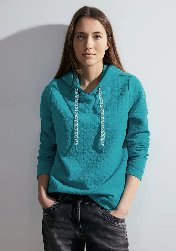 Lowest Price soft pullover hoodieCecil Jacquard Drawstring Sweatshirt, Frosted Aqua Blue