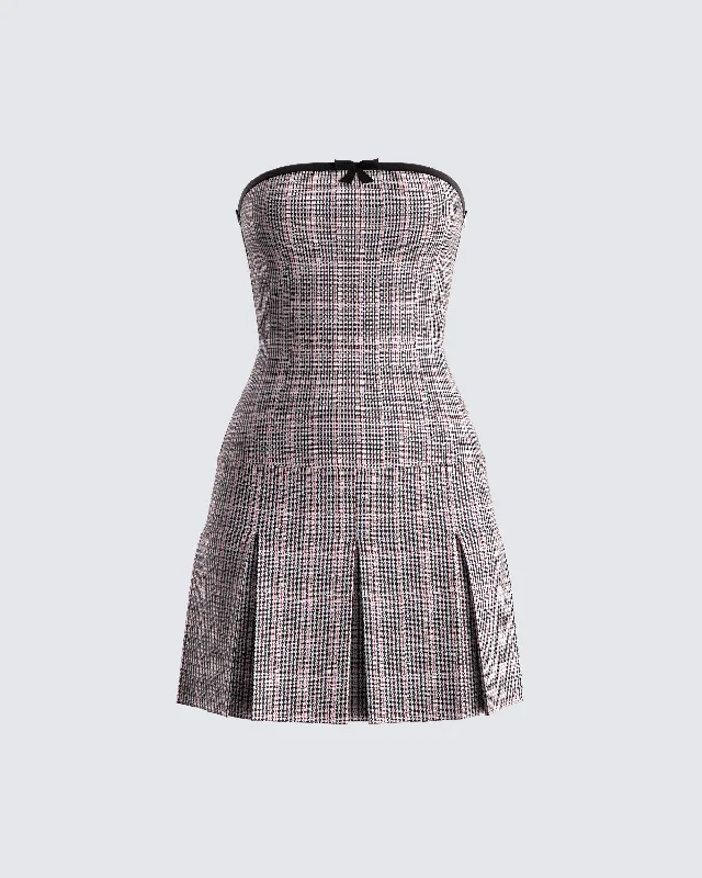 Shop and Save trendy mini dressMarge Houndstooth Pleat Mini Dress