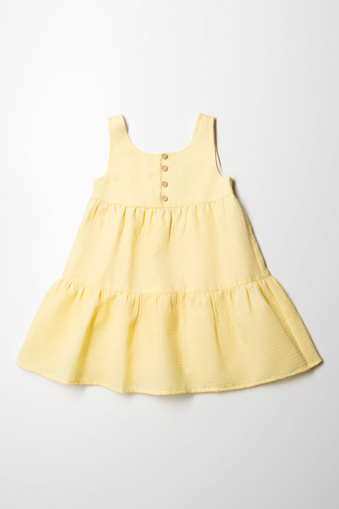 Low Prices ashionable dressStrappy Tiered Dress With Buttons Yellow
