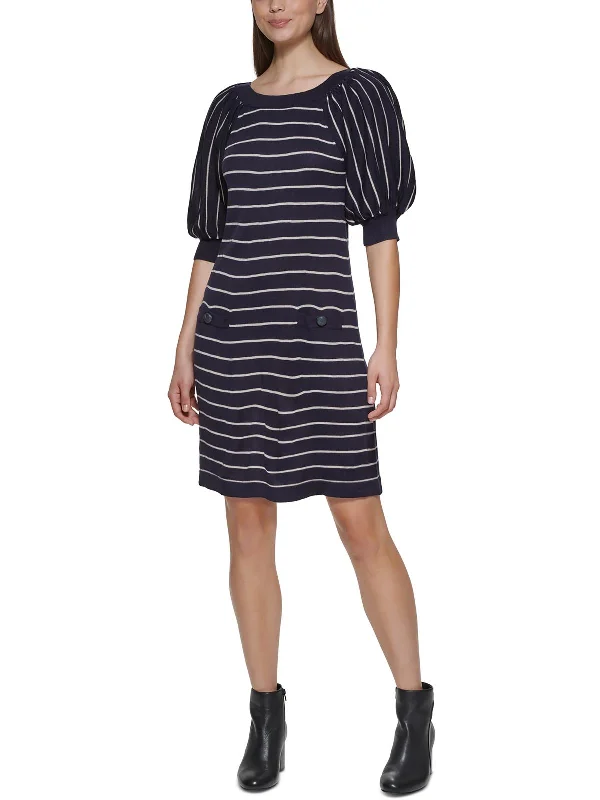 Clearance Items casual summer dressPetites Womens Pockets Mini Sweaterdress