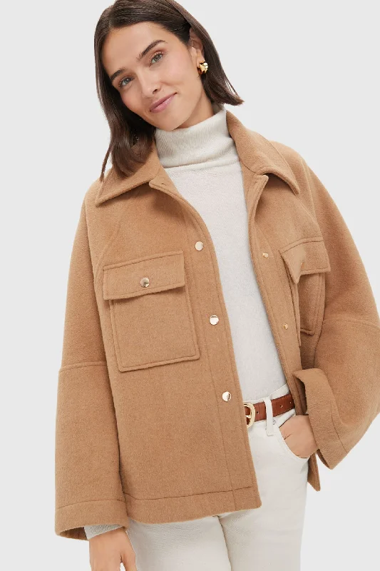 trendy casual jacketCamel Wool Cassidy Jacket