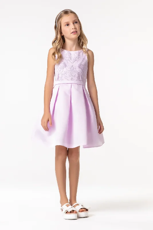 Savings Galore summer floral dressPink Embroided Pleaded Dress