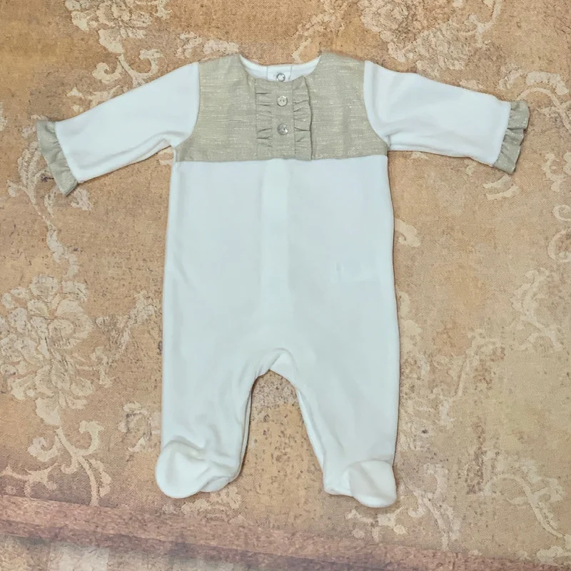 Limited Stock textured dressCream Velveteen Romper